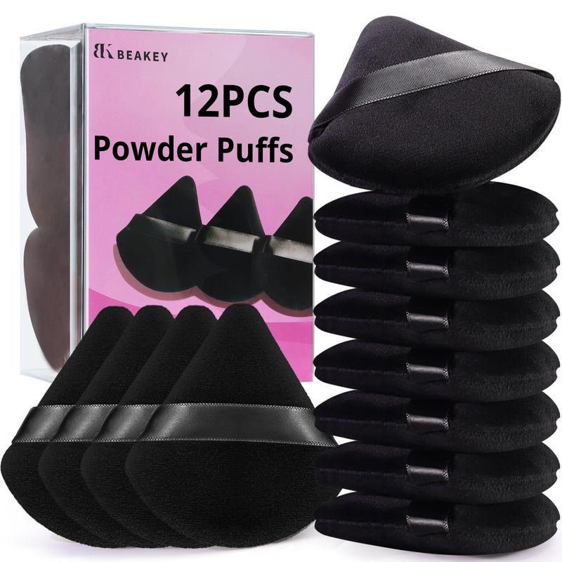 BEAKEY 12pcs Powder Puffs for Face Powder Triangle Powder Puff for Loose and Cosmetic Foundation, Makeup Puff for Contouring, Cloud Kiss Beauty Makeup Tools, Stocking Stuffers for Women - Image 1